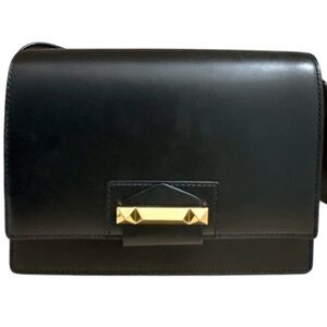 BCBGMaxAzria Black Leather Crossbody with Gold Accent